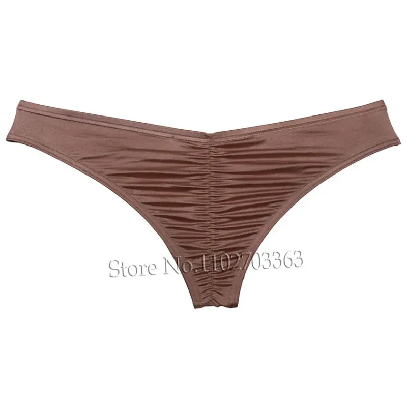 Cuecas de biquíni masculinas, cuecas triangulares, franzir as costas, micro cuecas elásticas brilhantes, verão, cintura baixa, praia, sexy, sedoso e suave — image 15