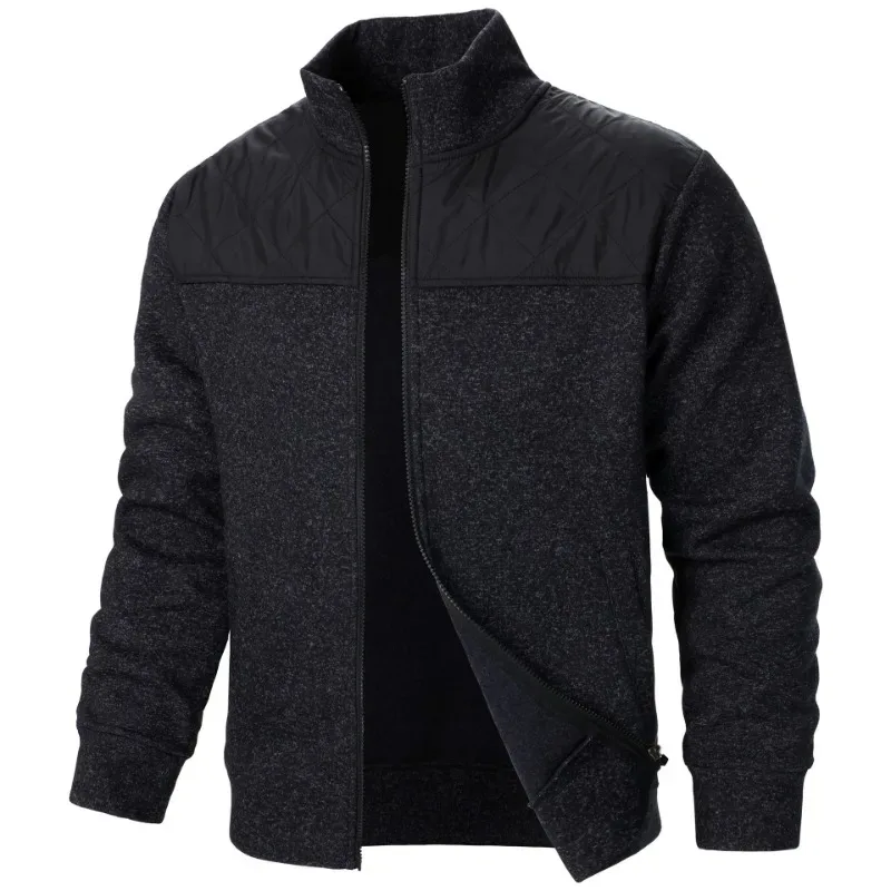 Baju Kemeja Tampalan Lelaki Jaket Kolar Berdiri Jaket Slim Fit Cardigan Pakaian Jalanan Pakaian Sukan Kot Zip Atas Kasual Pakaian Olahraga Luaran Lelaki — image 5