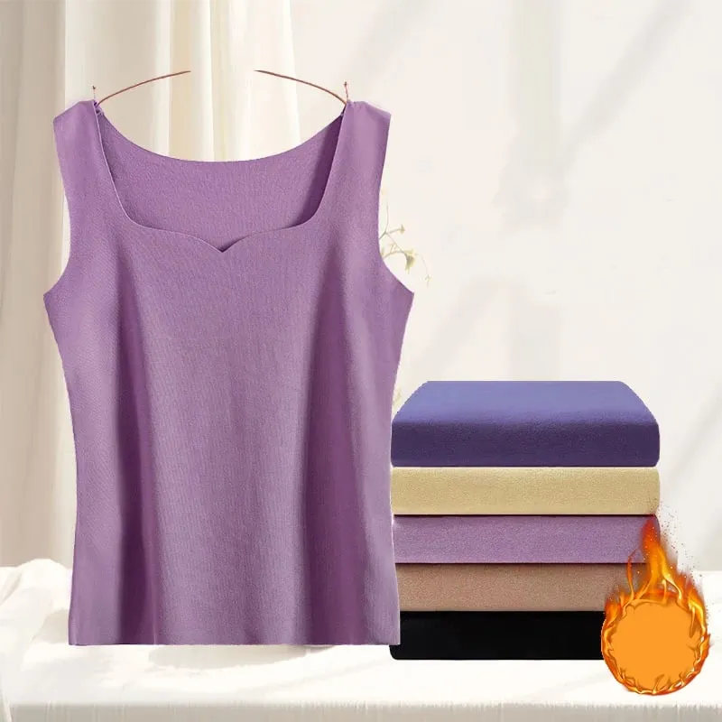1pcs Women Thermal Tops Girls Traceless Solid Color Vest Base Layer Warm Tank Top Autumn Winter Female Sexy Slim Camisole