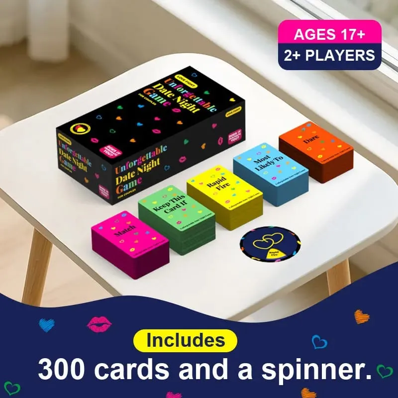 Gioco di carte definitivo per appuntamenti notturni per coppie 300 carte e spinner inclusi Idee per appuntamenti serali a casa — image 1