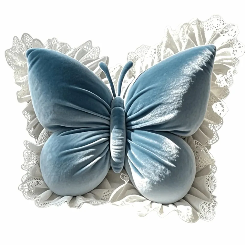 Home Decor Velvet Butterfly Plush Pillow Soft Lace Trim Bow Plush Cushion Plush Cute Bow Throw Pillow Bedroom — image 10