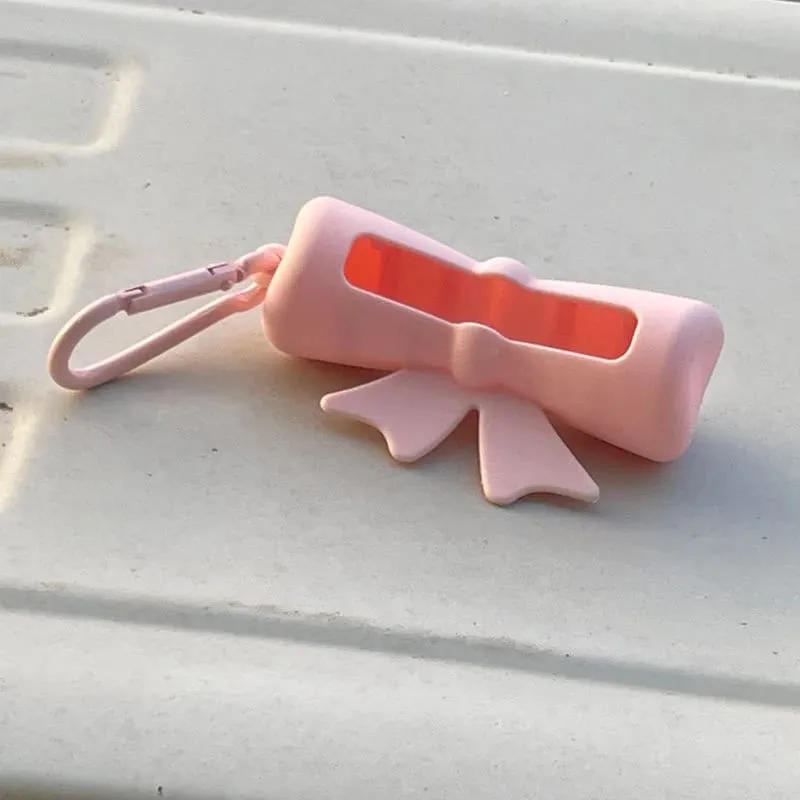 Bow Candy Peanut Shape Silikon Penutup Gincu Rantai Kunci Beg Simpanan Gincu Warna Pepejal Pemegang Balsem Bibir Ringan — image 14