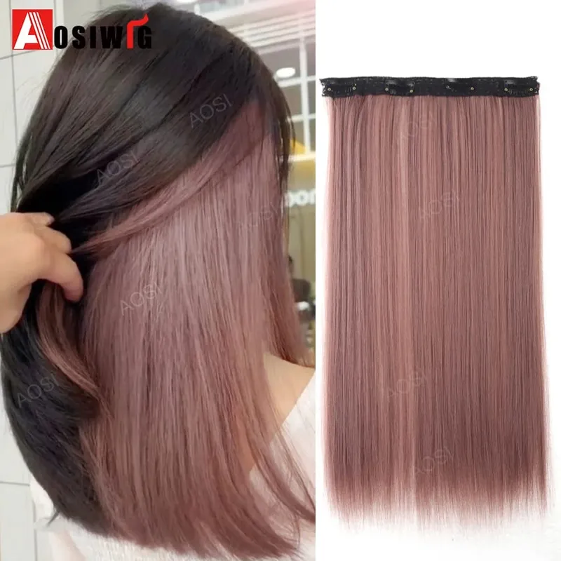 Synthetic Straight U-Shaped Hair Pad Clips In Hair Extensions Invisible Seamless Fluffy Hair Natural Fake Hair Pieces