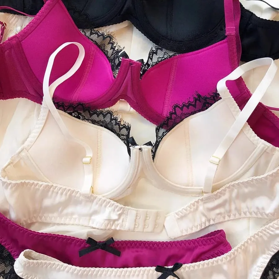 2025 Nuovo Sottile Sexy Del Merletto Del Cotone Patchwork Insieme Del Reggiseno Delle Donne Push Up Raccogliere Biancheria Intima Sexy Mutandine e boxer Lingerie di Raso Ragazze Intimo — image 5
