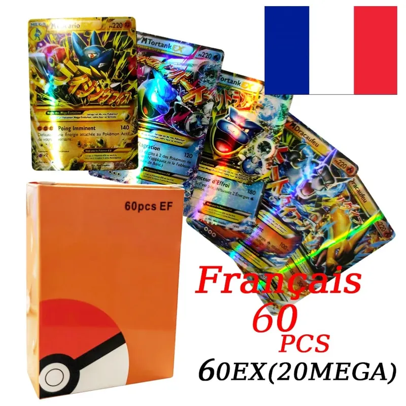 Versione francese Carte Pokemon VMAX V EX GX MEGA VSTAR Carte Collection Battle Trainer Regalo di giocattoli di Natale per bambini — image 11