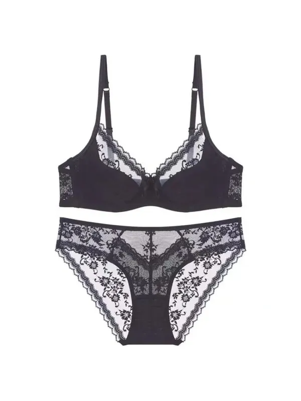 Reggiseno con ferretto in pizzo stile francese | Reggiseno push up a mezza coppa, busto grande, set intimo estivo leggero e dimagrante anti-cedimento BANERDANNI — image 12