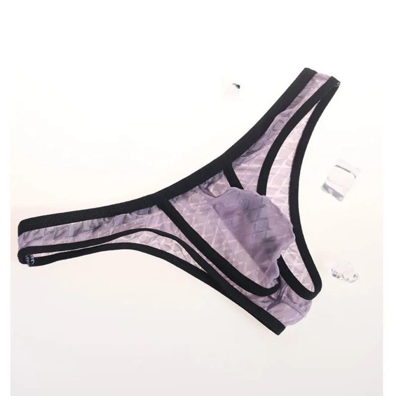 Men's Underwear Sexy Low Waisted Comfortable Triangle Pants Ice Silk Mesh Transparent Briefs — image 9