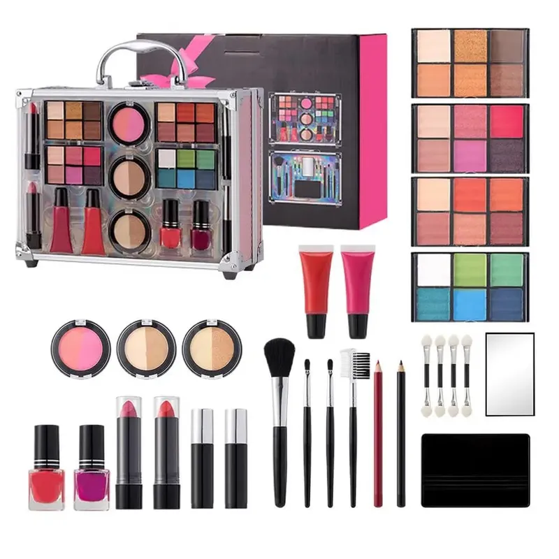 Kit trucco tutto in uno Kit completo per donna Set regalo trucco Ombretto Trucco labbra Mascara Rossetto Matita occhi Applicatore Fard in polvere