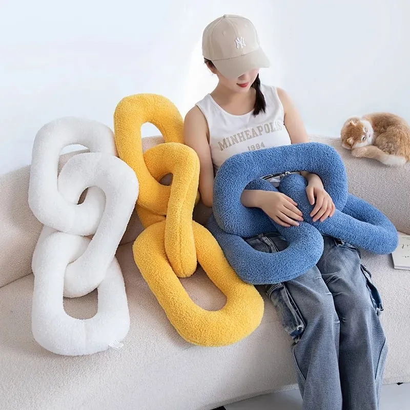 60-95CM Kreativní železný řetízek a uzlový polštář Vycpaný měkký polštář na pohovku Nordický styl Domácí plyšová dekorace Nepravidelný tvarovaný plyš — image 5