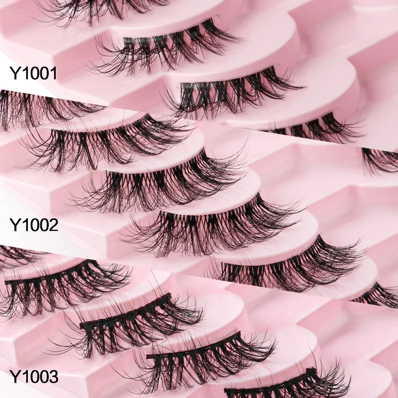 Mezze Ciglia Cat Eye Ciglia 3/5/10 Paia Ciglia Finte Soffici Morbide Aspetto Naturale Fascia Trasparente 3D Ciglia di Visone Estensione trucco