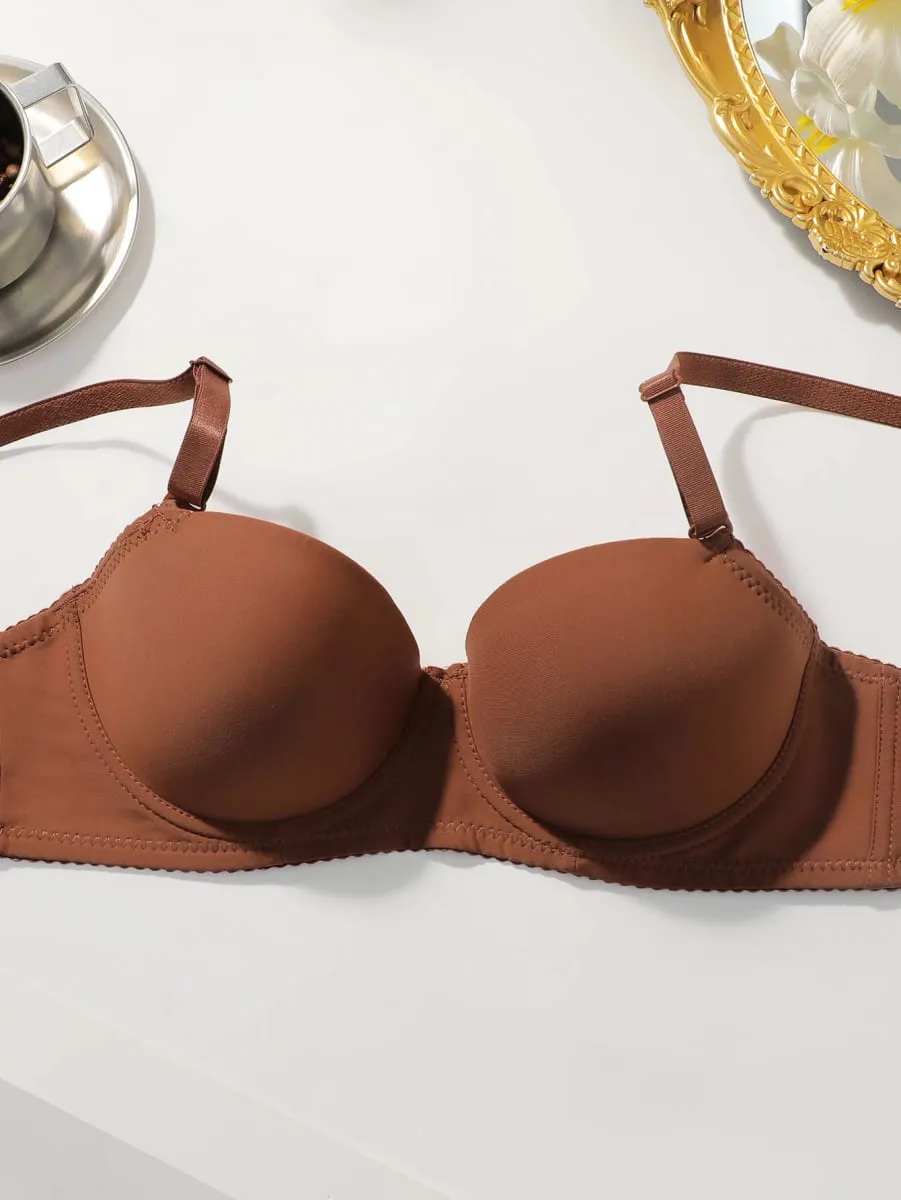 2 Set Solide Bügel Dessous Set Frauen Push-Up Bh Frauen Unterwäsche Sets Komfortable Täglichen Dessous J2611 — image 5