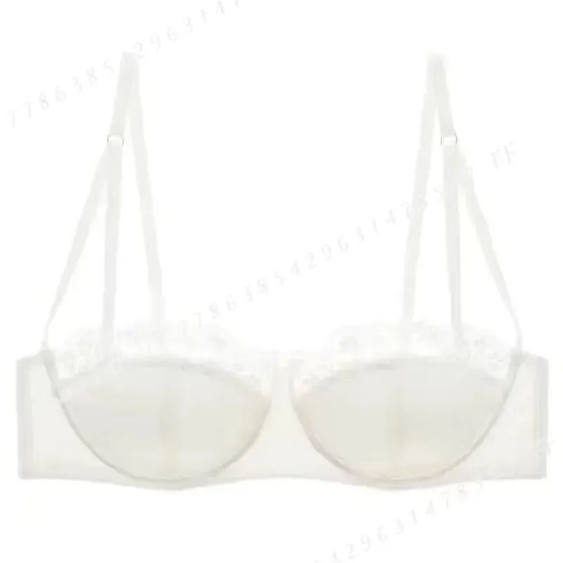 Conjunto de sutiã meia xícara de cetim sexy com anel de aço fino e confortável suporte superior borda de renda verde lingerie brilhante para mulheres — image 5