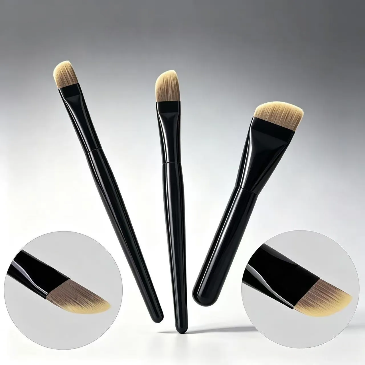 แปรงแต่งหน้ารองพื้นโค้งสีดำ Blush Beauty Foundation Facial Mask Care โลชั่น Make Up Brush Tools — image 1
