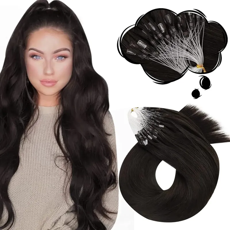Moresoo Micro Link-Haarverlängerungen, Echthaar, Mikro-Loop-Haar, Kaltfusion, 50 g, unsichtbares brasilianisches vorgebundenes Remy-Mikroring-Haar — image 20