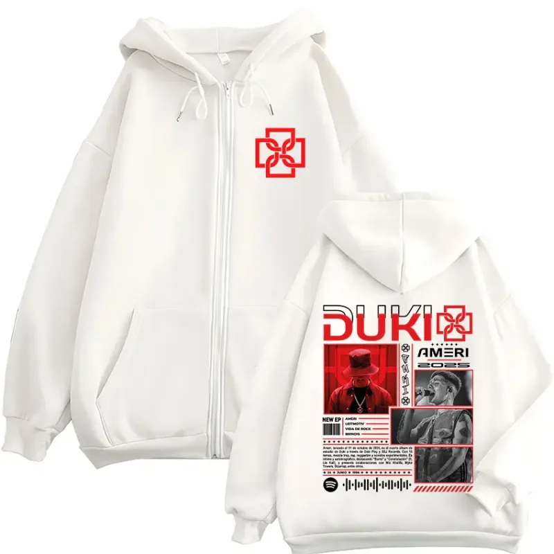 Rapper Duki Ameri World Tour 2025 Zipper Hoodies Men Women Clothing Fashion Hip Hop Zip Up Hooded Oversized Sweatshirts Jackets — image 4