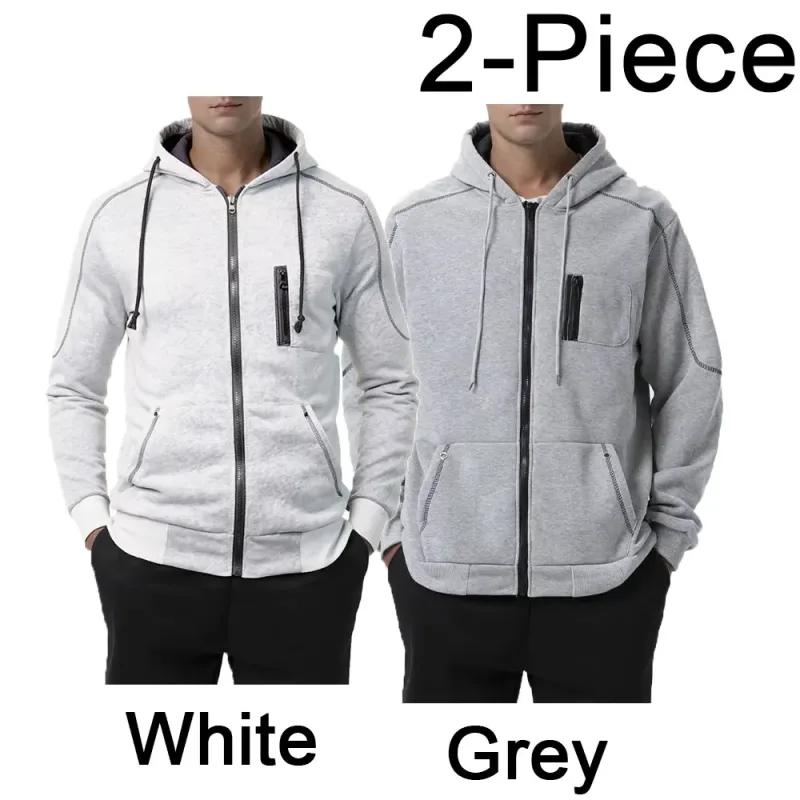 Men's Hoodie Black White Army Green Red Hooded Color Block Fleece Cool Casual Winter Clothing Apparel Hoodies Sweatshirts — image 17