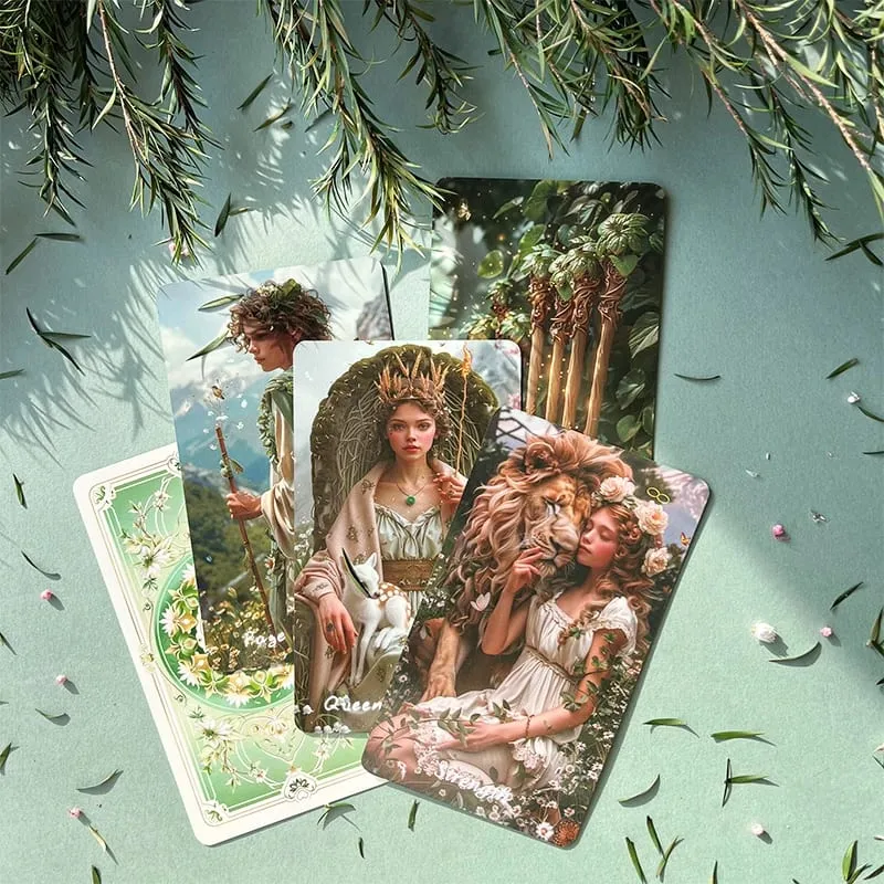 Arot karty pro začátečníky s průvodcem Spring Sprout Tarot Deck 80 Oracle And Tarot Cards 400 GSM Premium Cards with Gold — image 2