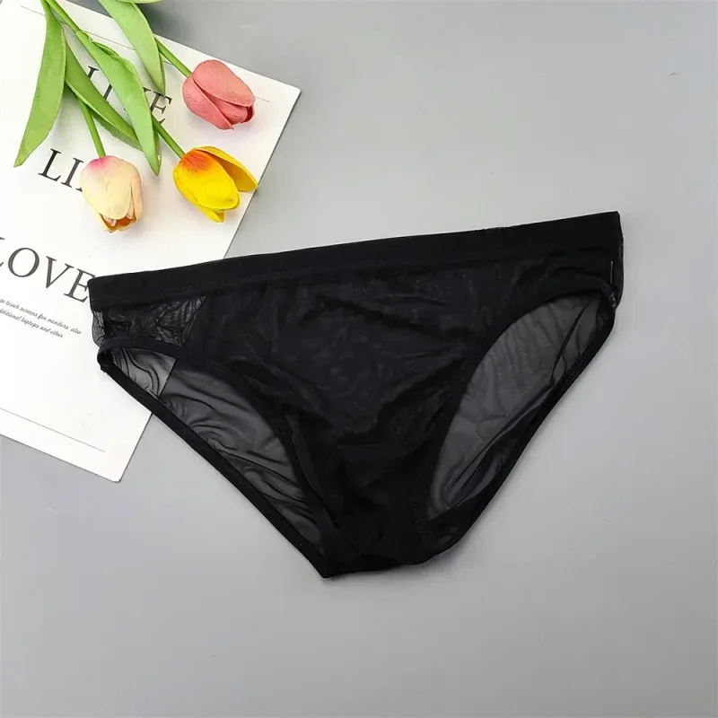 Men Transparent Nylon Briefs 3D Pouch Lightweight Male Bikini Underwear Soft Sheer Quick Drying Stretchy Lingerie XL/XXL/3XL/4XL — image 11