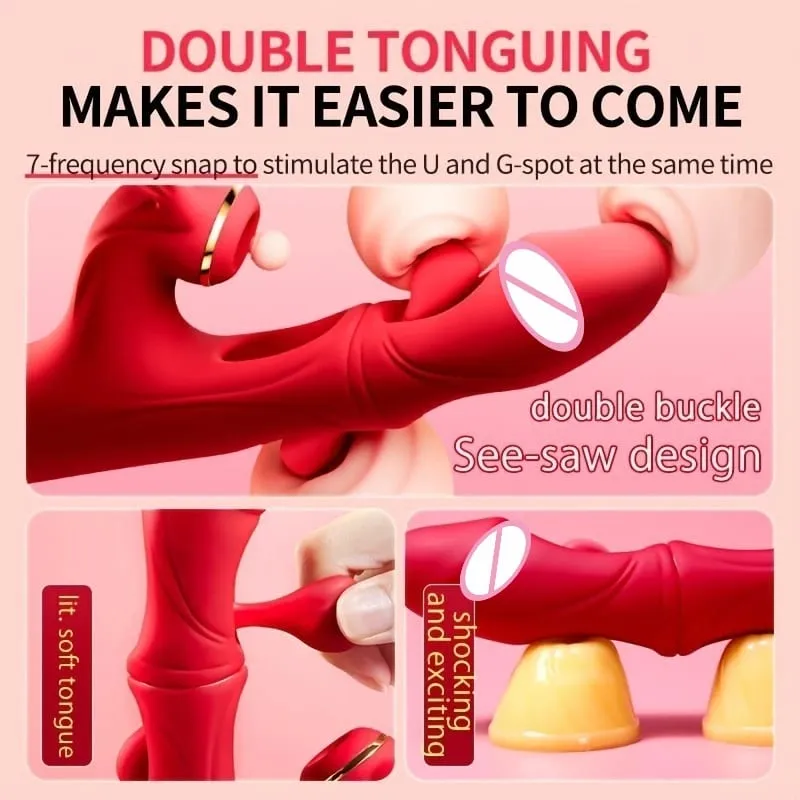 4in1 vibratore vibratore con vibratore per donne riscaldamento stimolatore del clitoride del punto G succhiare massaggiatore vaginale giocattoli del sesso masturbatore femminile — image 4