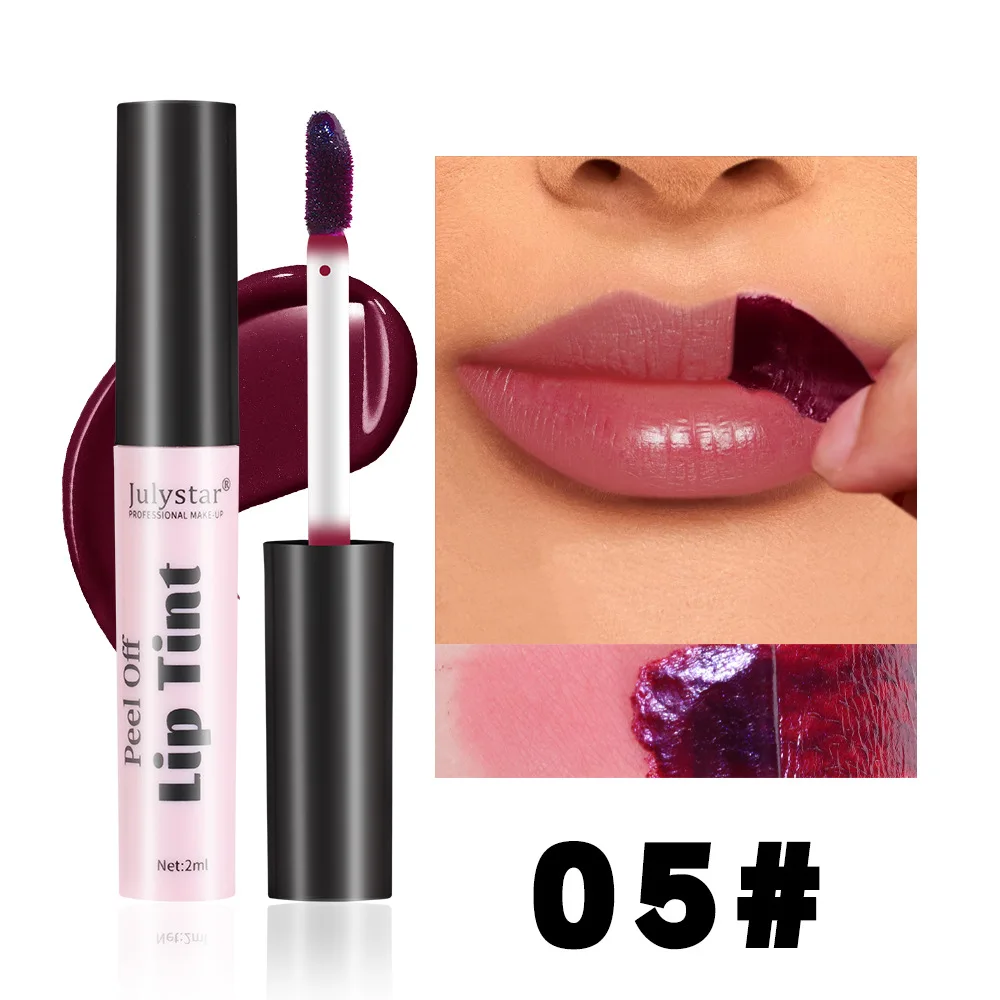 Julystar Peel Off Liquid ลิปสติก 6 สีกันน้ำ Lasting Matte Pink Lip Gloss Moisturizer Tear-off Lip Stain เครื่องสำอางค์แต่งหน้า — image 8