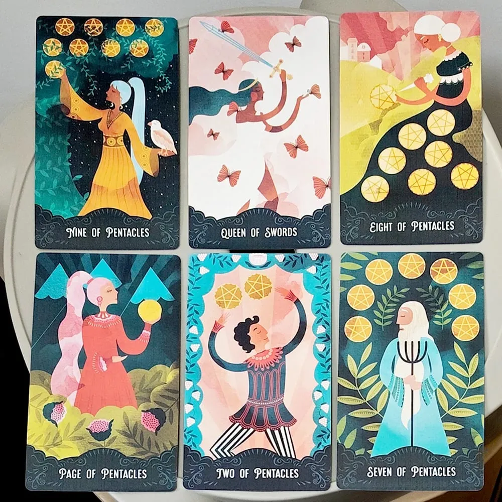Star Maiden Tarot Deck 78-Karten-Deck Ästhetische himmlische göttliche Tarotkarten in zweiteiliger starrer Box 12 * 7 cm Doppelt geprägt — image 4