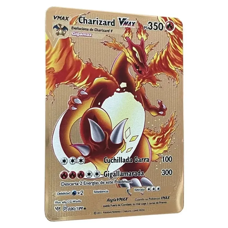 Pokemon Metal Cards in Spanish Pikachu Arceus Charizard DIY Trading Flash Card Anime Cartoon Gift — image 9