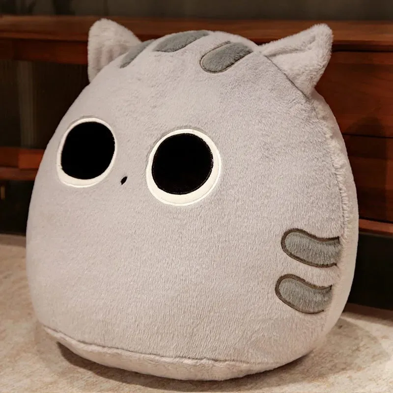 Bantal Mewah Kucing Hitam dan Coklat Bulat Lucu Berbulu Generik Boneka Lembut Mainan Sofa Tempat Tidur Bantal Punggung Dekorasi Rumah untuk Dewasa