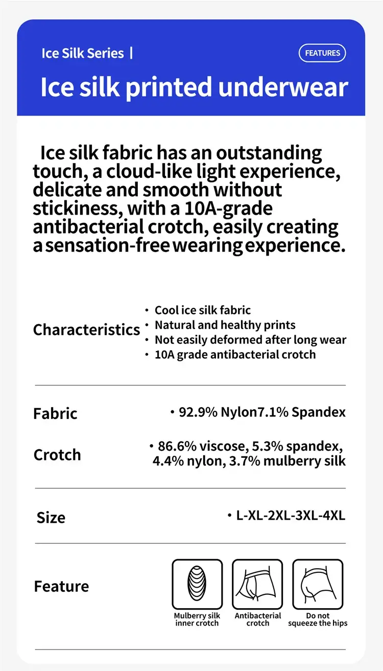 MiiOW 4Pcs Ice Silk Men Boxers 10A Antibacterial Crotch Man Panties Underpants Breathable Cartoon Print Men's Underwear Trunks — image 13