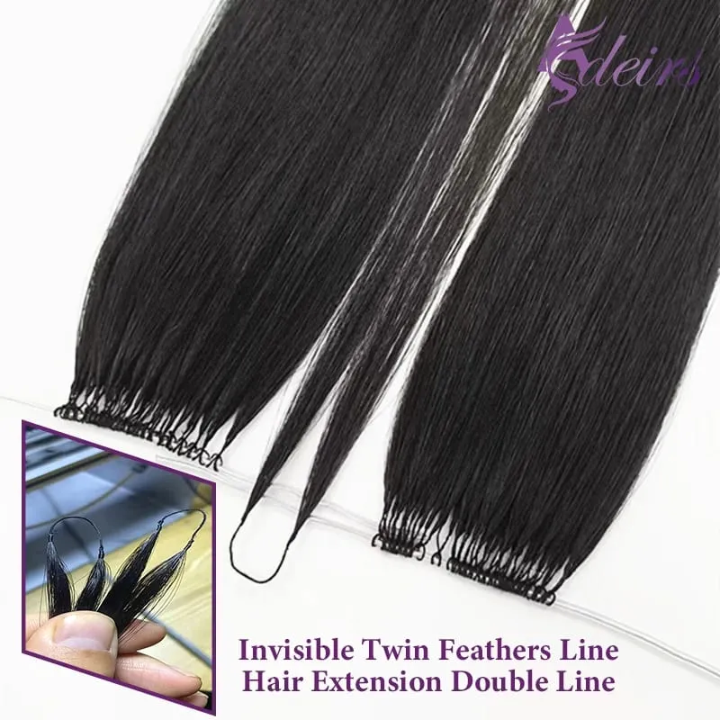Nouveau Extensions de cheveux en plumes Double ligne, vrais cheveux naturels naturels, Microring, couleur marron blond, lisses, — image 2