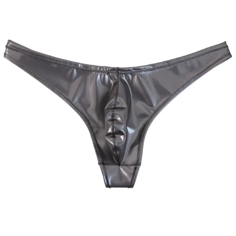 Sexy Men Plus Size Latex PVC Shiny Hot Short Convex U Pouch G-string Fashion Underwear Tights Lingeries PU Stage Briefs — image 8