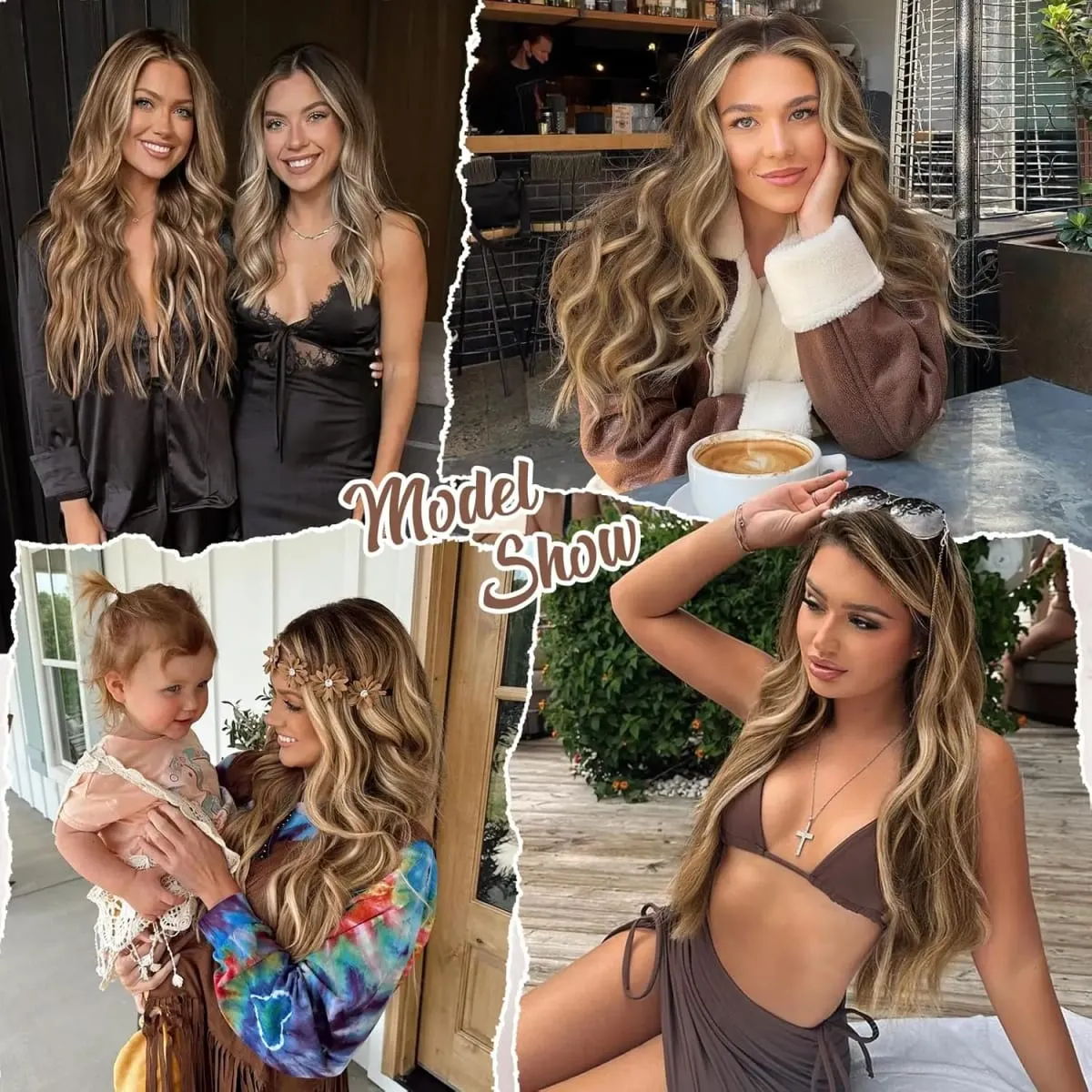 Clip in dlouhé vlnité syntetické vlasy prodlužování 24 palců černé 6ks tlusté příčesky Fiber Double Weft vlasy pro ženy — image 3