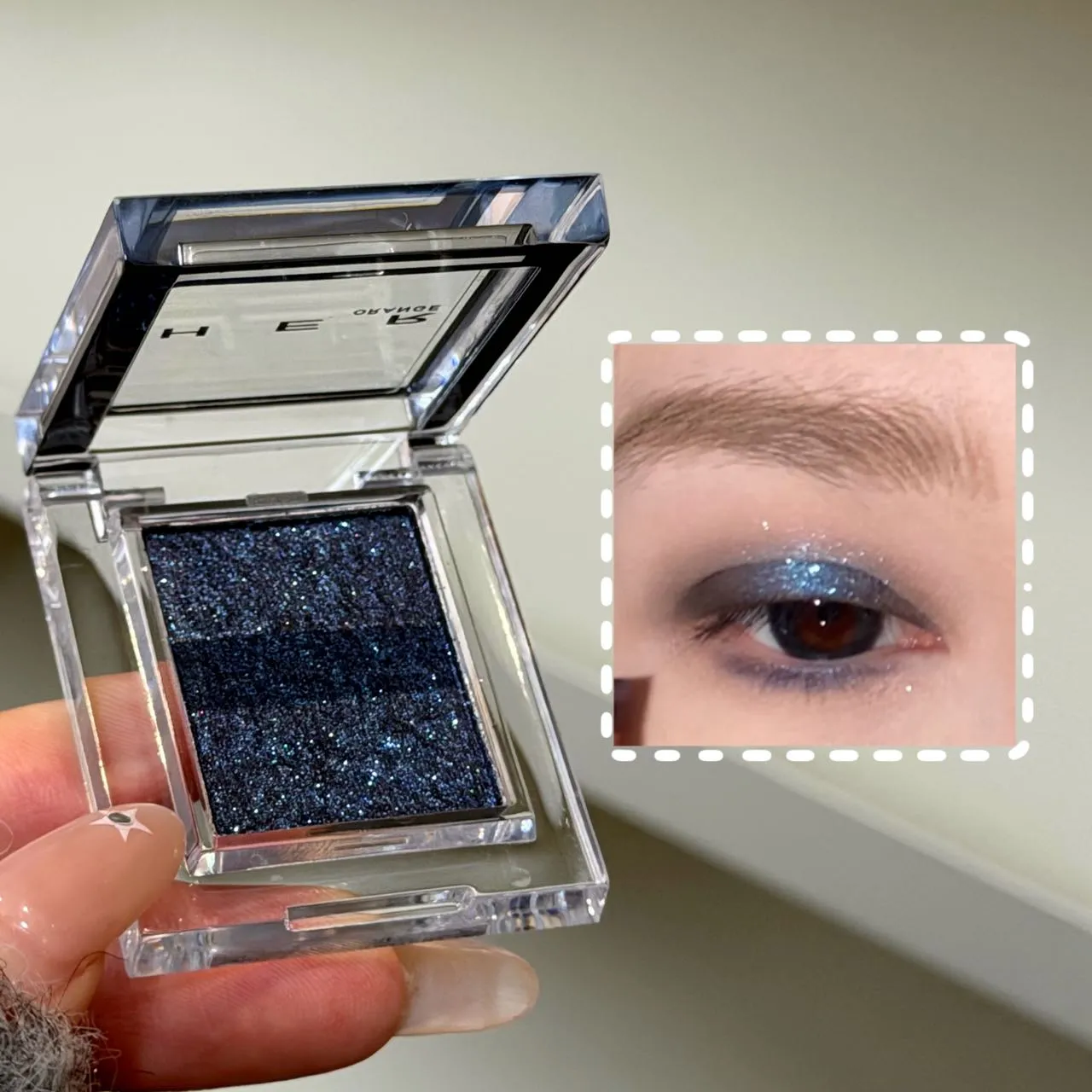 Monokrom blå metallisk øjenskygge diamant glitter grøn øjenskygge highlighter palet funklende perleskinnende lilla øjenmakeup — image 7