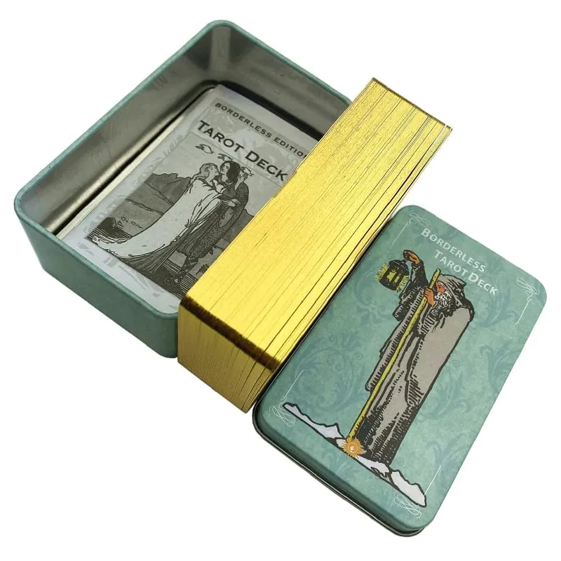 Mazzo di carte dei tarocchi del cavaliere in edizione senza bordi dorati con guida cartacea Giochi da tavolo di divinazione classica con visione inglese — image 5