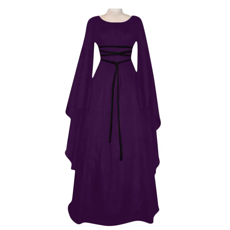 Abiti da donna Costume cosplay medievale vintage Fantasma Strega Vampiro Abito gotico Abito da festa in maschera di Natale di Halloween — image 8