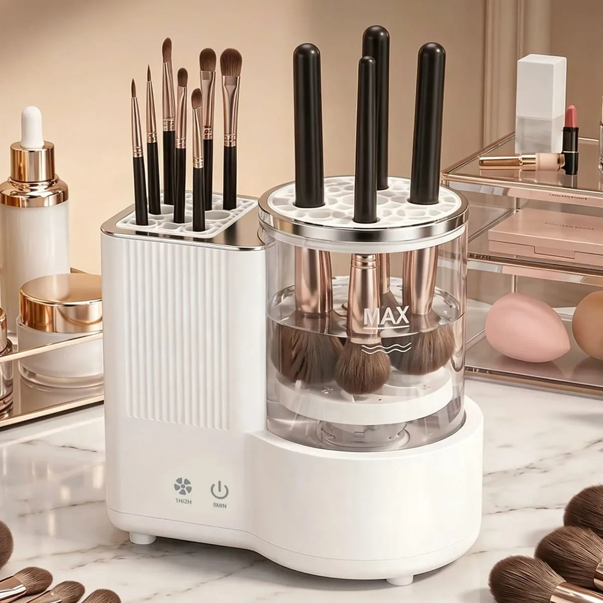 3 IN 1 Macchina per la pulizia dei pennelli per trucco elettrica Macchina per la pulizia dei pennelli per trucco Strumento per l'asciugatura automatica della pulizia dei pennelli per pennelli di bellezza di tutte le dimensioni Asciugatura rapida — image 1