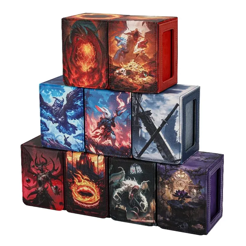 Boîte de jeu de cartes en cuir PU, avec fenêtre d'affichage, peut contenir plus de 100 cartes à Double manches, convient aux cartes TCG — image 3