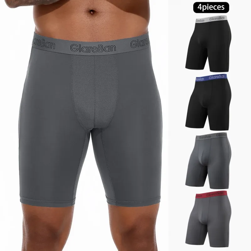 4 Pieces Mixed Colors Quick-Dry Long Leg Boxer Briefs Underpants Underwear For Home And Sports Hight Quality Male Panties Pants