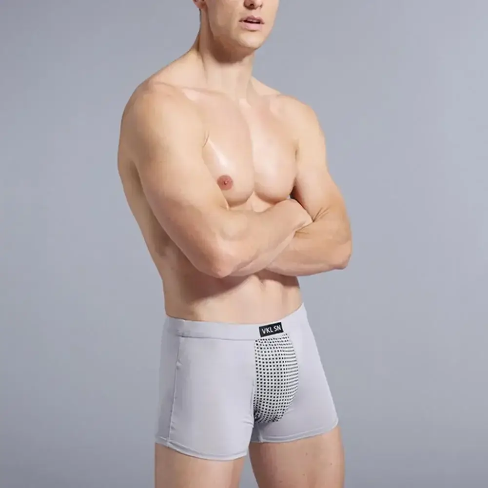 Boxer da uomo Assorbimento del sudore U Convesso Magnetico Biancheria intima fisiologica Massaggio Tinta unita Plus Size Mutande da uomo Abbigliamento interno Cl — image 15