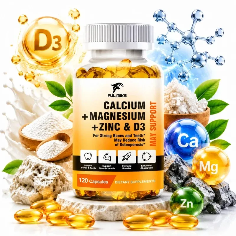 Bone Support Capsules Calcium Magnesium Zinc with D3 Enhances Absorption Supports Bone Strength Immunity & Muscle Health — image 2