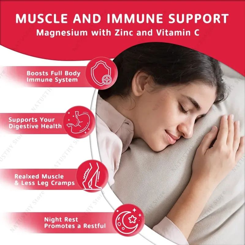 Magnesium Glycinate 500mg Potassium with Zinc For muscles - Nerves - Bones - Heart Health - Leg Cramps - Immune System