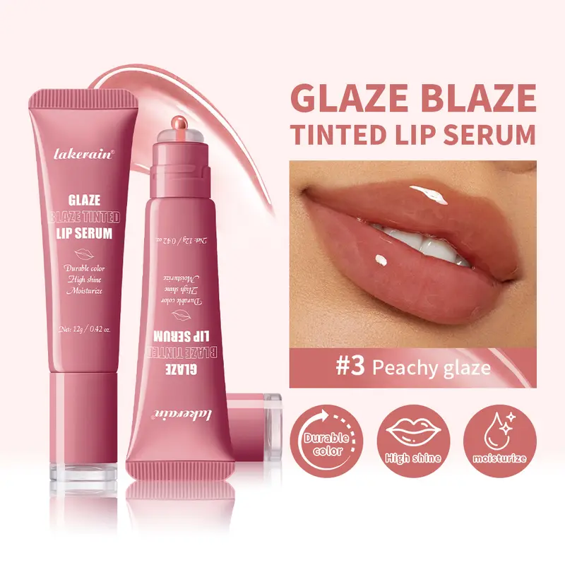 Siero per labbra colorato Smalto Idratante Alta brillantezza Colore duraturo Idratante Cura delle labbra Dewy Peachy Trattamento labbra non appiccicoso Trucco morbido — image 2
