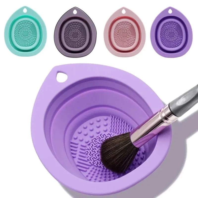 Nettoyeur de brosse de maquillage en Silicone, pliable, bol de nettoyage de brosse cosmétique, bouffante de poudre, éponge de beauté, tapis de lavage, tampon à récurer — image 1