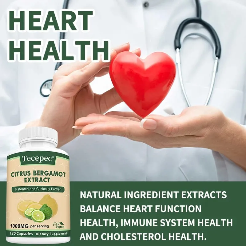 Citrus Bergamot 1000mg Capsules Antioxidant Supplement Support Immune Heart Cholesterol Cardiovascular & Blood Sugar Health — image 4