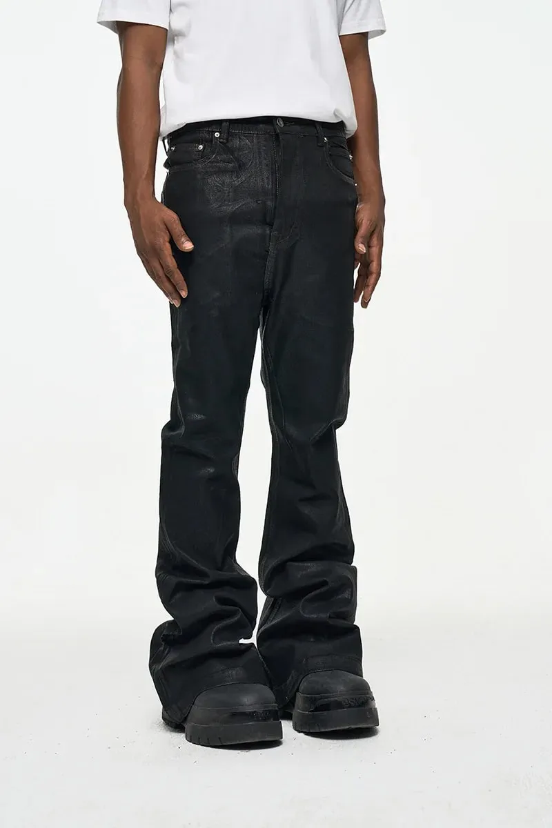Jeans Panjang Lantai Berkobar Mikro Dilapisi High Street 2026 untuk Pria Celana Wax Mikro-elastis Longgar Pakaian Jalanan Retro — image 8
