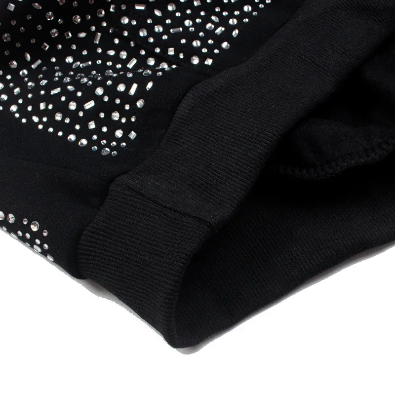 Hoodies Pullover 26ss Vintage Embroidery Leather Pattern Glittering Diamond Print Men's Hooded Hip Hop Style Sweatshirts — image 22