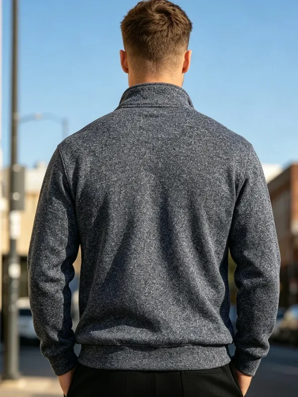 Set 2 Keping Lelaki 1/4 Zip Baju Leher Olok-olok, Pullover Bergaris Bulu dengan Cuff Berusuk Atasan Kasual Hangat untuk Pakaian Harian Musim Gugur Musim Gugur — image 13