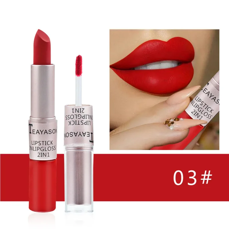 1PC Pink Matte ลิปสติก Waterproof Long-Lasting Moisture 2-in-1 Lip Tint เซ็กซี่ Lip GLOSS Lip แต่งหน้าสำหรับผู้หญิง — image 15
