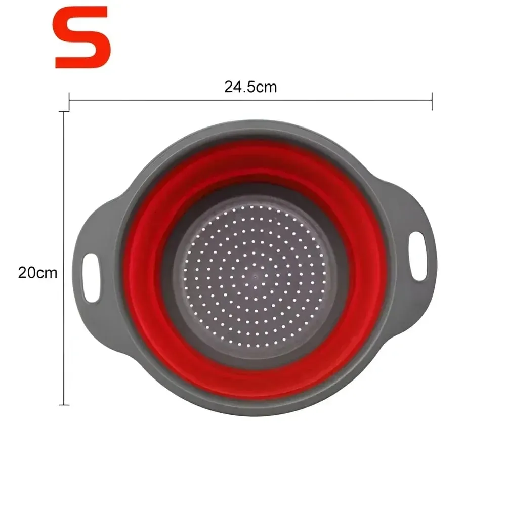 2PCS Silicone Folding Drainer Basket Fruit Vegetable Foldable Colander Kitchen Strainer for Food Pasta Kitchenware Drain Device — image 16