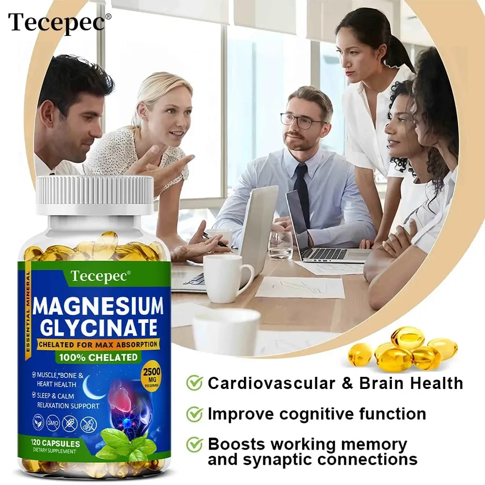 Suplemen Magnesium Glycinate Sangat Diserap Menyokong Relaksasi Otot dan Pemulihan Ketersediaan Bio Maksimum 120 Kapsul — image 2