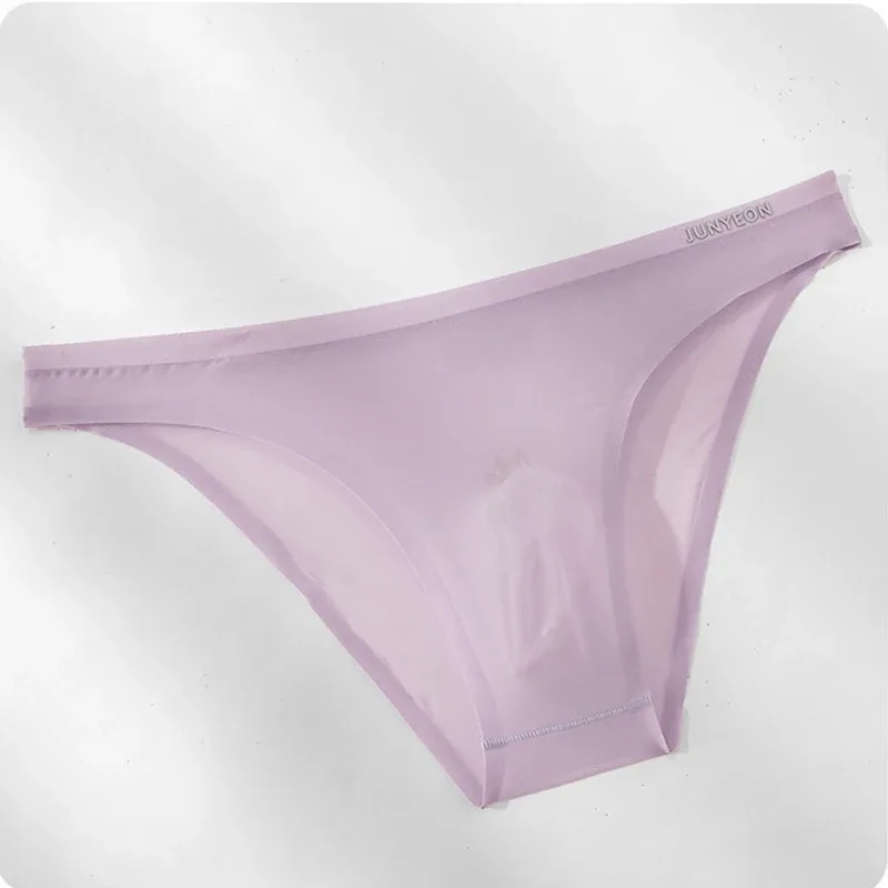 Bezešvé rychleschnoucí pánské kalhotky spodní prádlo Jednobarevné ledové hedvábí Ultratenké spodky Sexy prodyšné 3D pouzdro Kalhotky Spodní prádlo — image 4